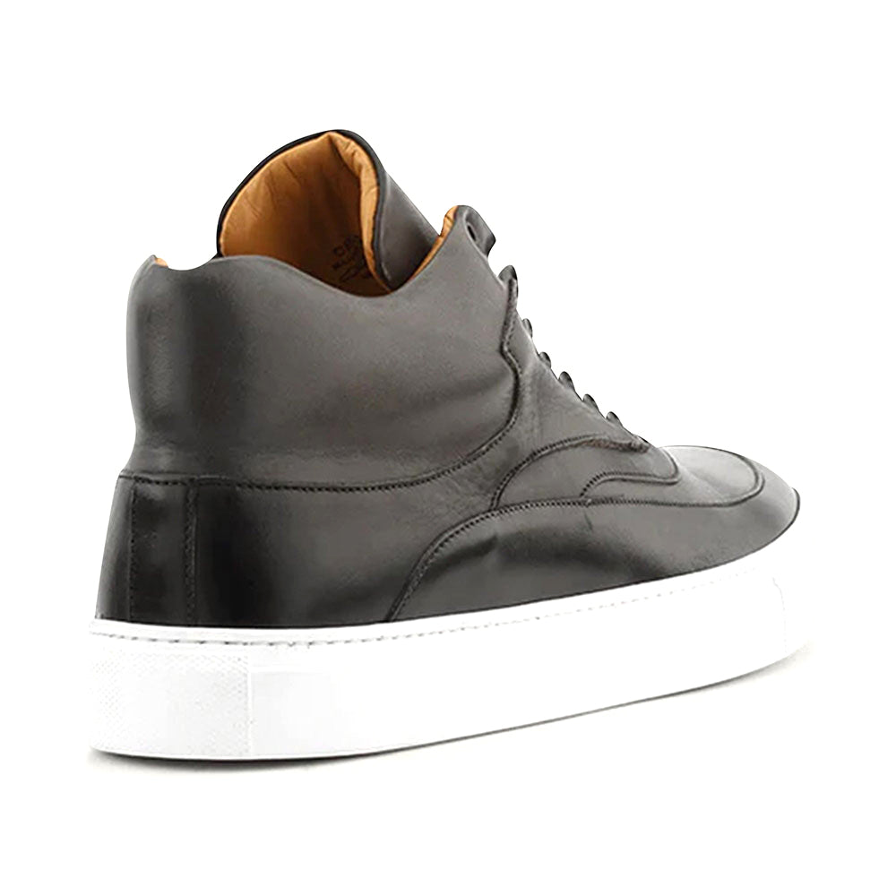 Ace Marks Maximo High Top Dress Sneakers In Black & Grey Smoke