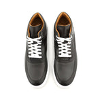 Ace Marks Maximo High Top Dress Sneakers In Black & Grey Smoke