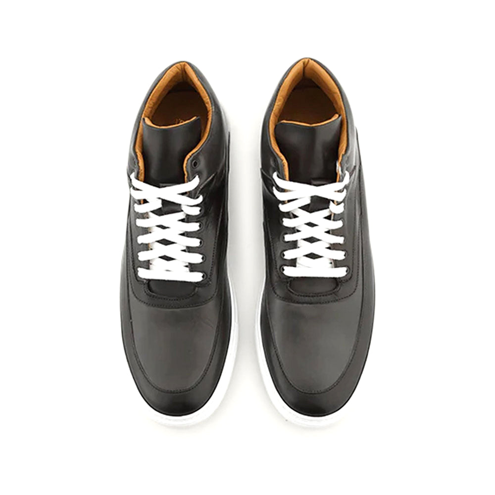 Ace Marks Maximo High Top Dress Sneakers In Black & Grey Smoke