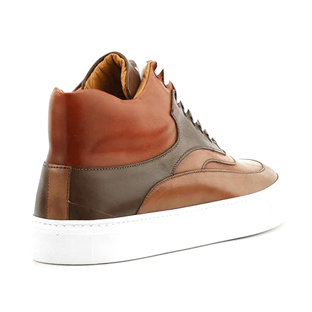 Ace Marks Maximo High Top Dress Sneakers In Cuoio & Cognac