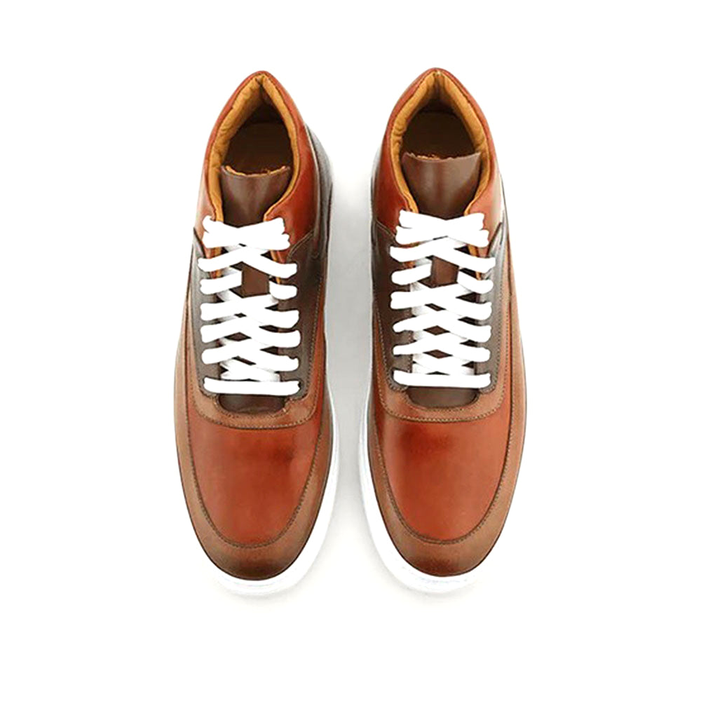 Ace Marks Maximo High Top Dress Sneakers In Cuoio & Cognac