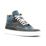 Ace Marks Maximo High Top Dress Sneakers In Dk Blue & Cobalt