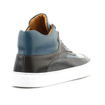 Ace Marks Maximo High Top Dress Sneakers In Dk Blue & Cobalt