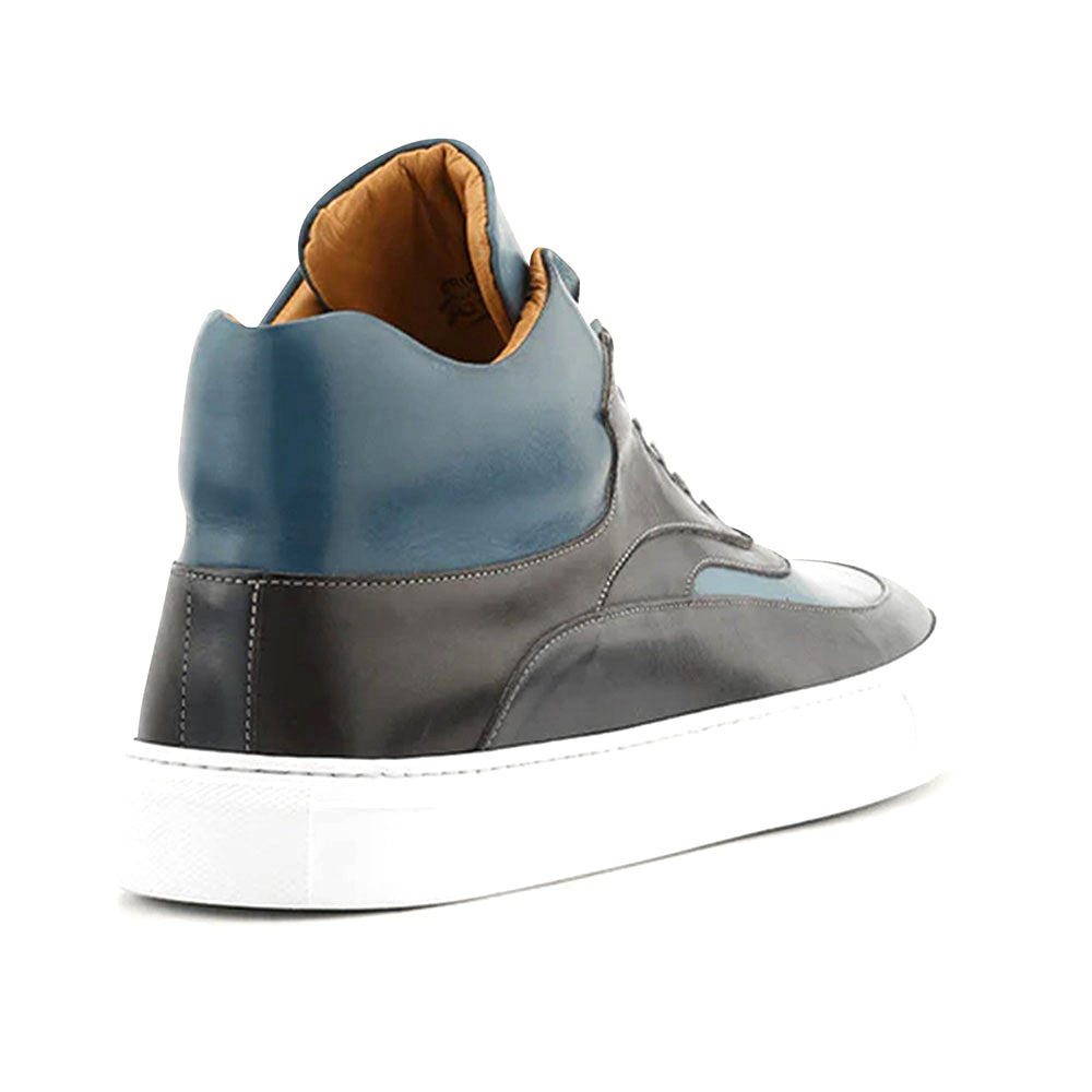 Ace Marks Maximo High Top Dress Sneakers In Dk Blue & Cobalt