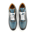 Ace Marks Maximo High Top Dress Sneakers In Dk Blue & Cobalt