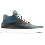 Ace Marks Maximo High Top Dress Sneakers In Dk Blue & Cobalt