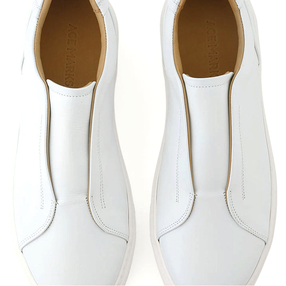 Ace Marks Misto Slip-On Sneaker In White Leather