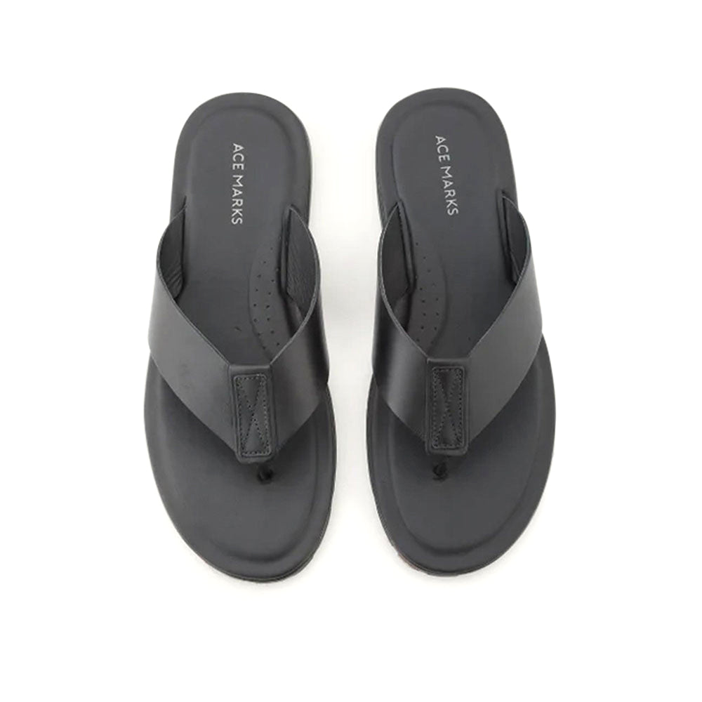Ace Marks Oceanio Thong Sandals In Black Leather