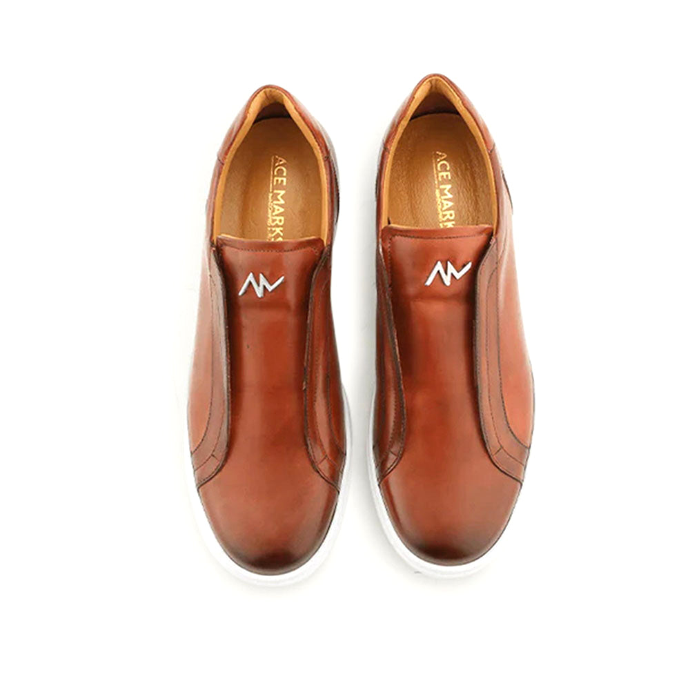 Ace Marks Saint Elastic Slip On Sneaker In Cognac Nicol