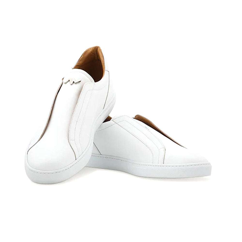 Ace Marks Saint Elastic Slip On Sneaker In White Leather