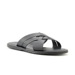 Ace Marks Sandalo Leather Slide Sandals In Black