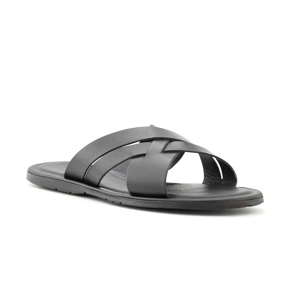 Ace Marks Sandalo Leather Slide Sandals In Black