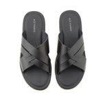 Ace Marks Sandalo Leather Slide Sandals In Black