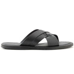 Ace Marks Sandalo Leather Slide Sandals In Black