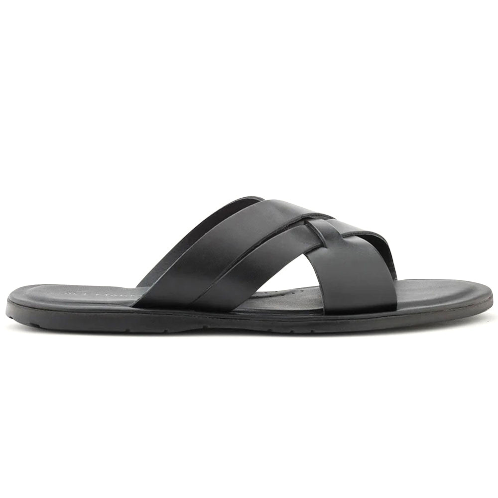 Ace Marks Sandalo Leather Slide Sandals In Black