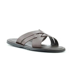 Ace Marks Sandalo Leather Slide Sandals In Brown