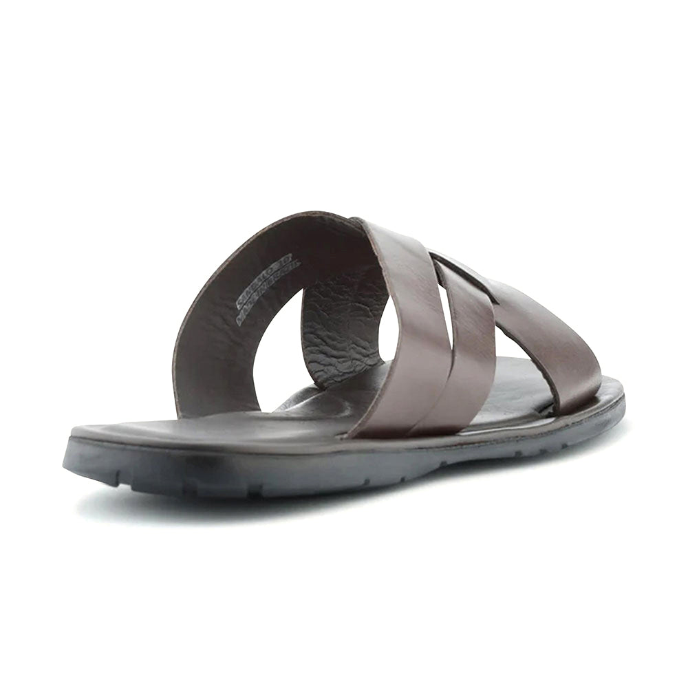 Ace Marks Sandalo Leather Slide Sandals In Brown