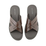 Ace Marks Sandalo Leather Slide Sandals In Brown