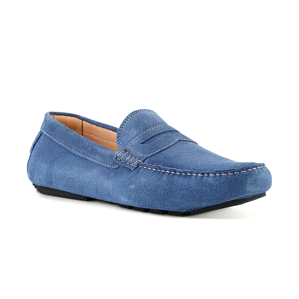 Ace Marks Santi Moccasin In Denim Suede