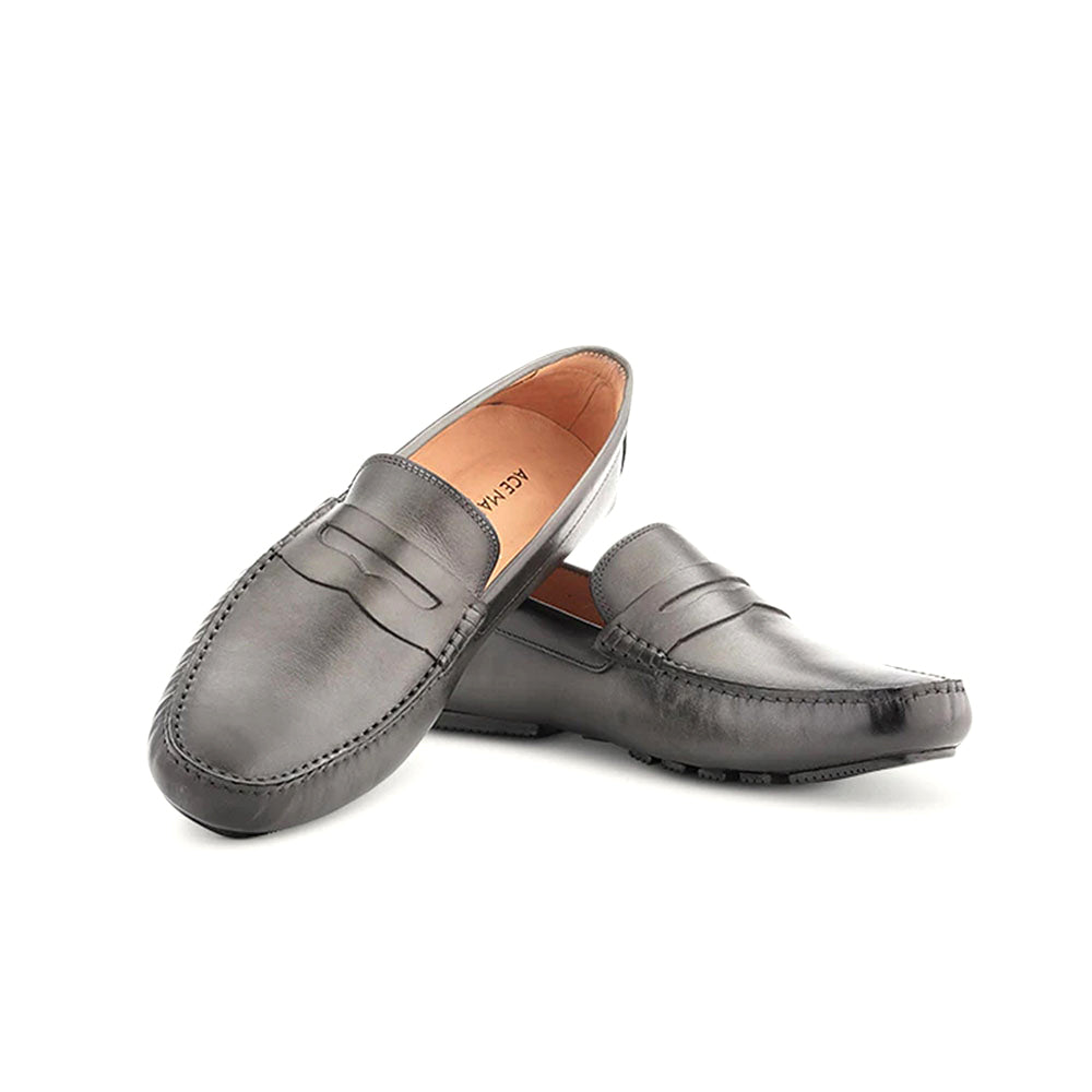 Ace Marks Santi Moccasin In Grey Antique
