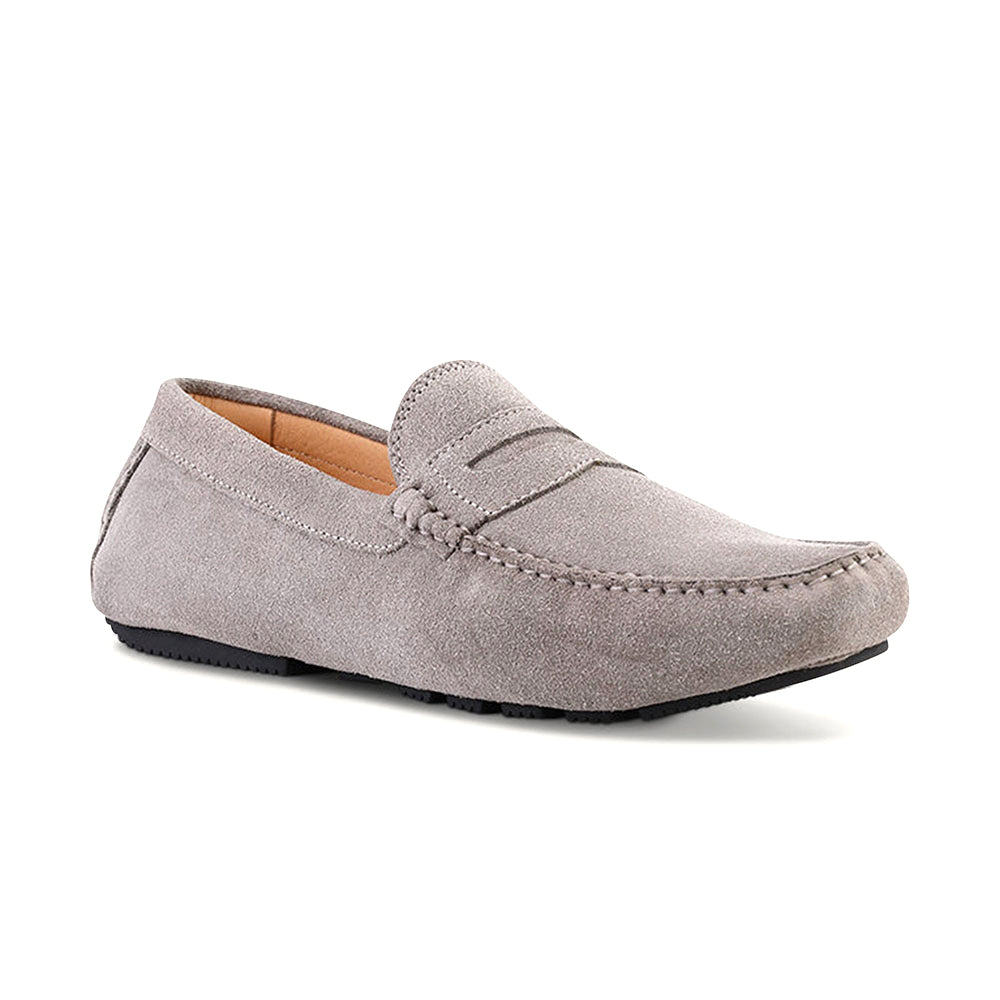 Ace Marks Santi Moccasin In Grey Suede