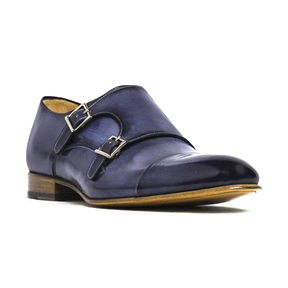 Ace Marks Theo Monkstrap Vela Blue Nicol Antique
