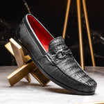 Marco Di Milano Adro Caiman Crocodile / Lizard Bit Loafers Black