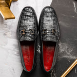 Marco Di Milano Adro Caiman Crocodile / Lizard Bit Loafers Black