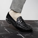 Marco Di Milano Adro Caiman Crocodile / Lizard Bit Loafers Black