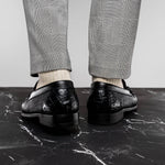 Marco Di Milano Adro Caiman Crocodile / Lizard Bit Loafers Black