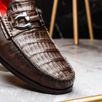 Marco Di Milano Adro Caiman Crocodile / Lizard Bit Loafers Brown