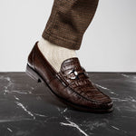 Marco Di Milano Adro Caiman Crocodile / Lizard Bit Loafers Brown