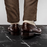 Marco Di Milano Adro Caiman Crocodile / Lizard Bit Loafers Brown