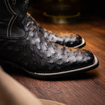Marco Di Milano Alabama Ostrich Quill Square Toe Cowboy Boot Black