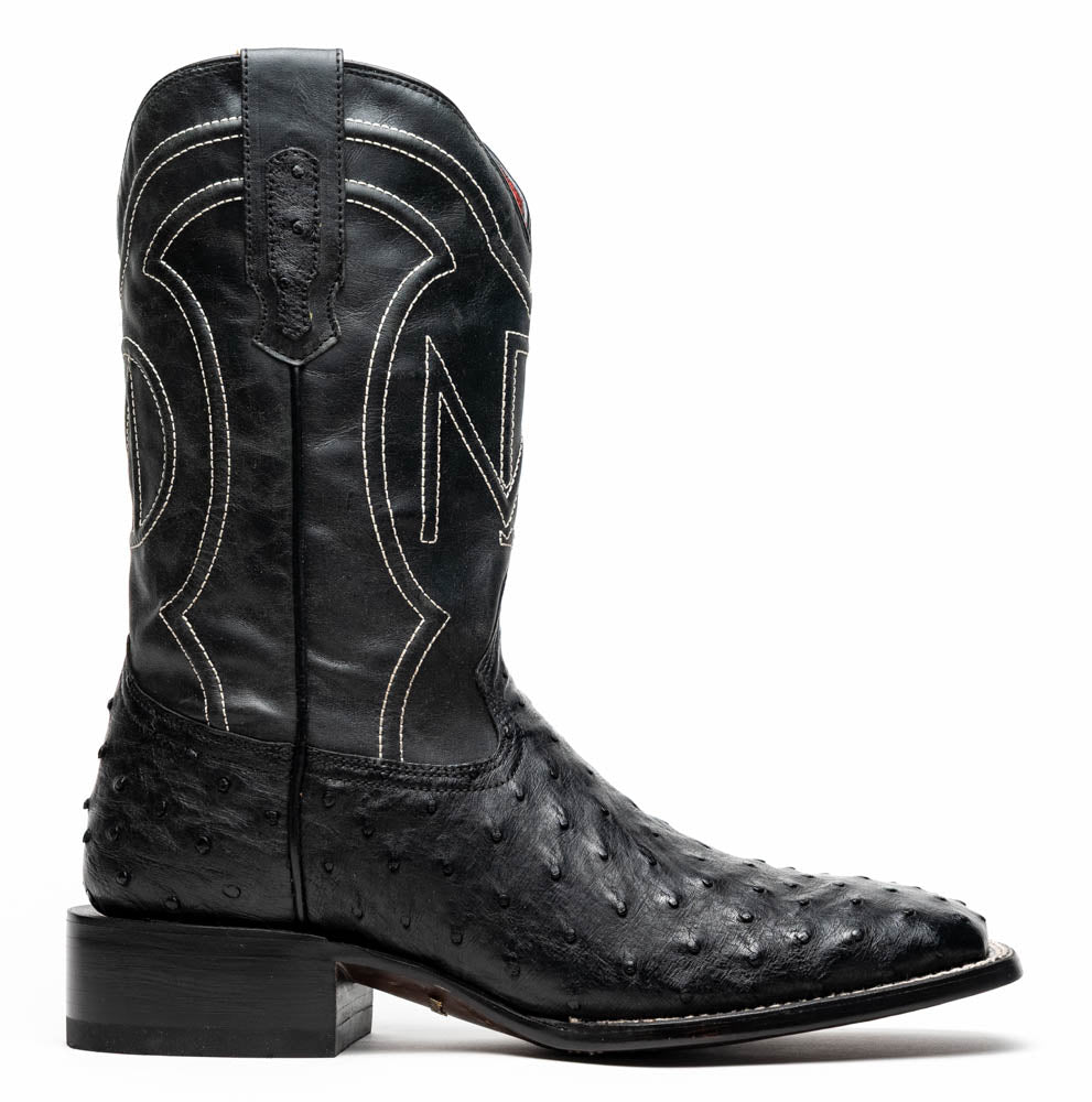 Marco Di Milano Alabama Ostrich Quill Square Toe Cowboy Boot Black