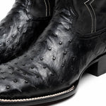 Marco Di Milano Alabama Ostrich Quill Square Toe Cowboy Boot Black