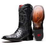 Marco Di Milano Alabama Ostrich Quill Square Toe Cowboy Boot Black