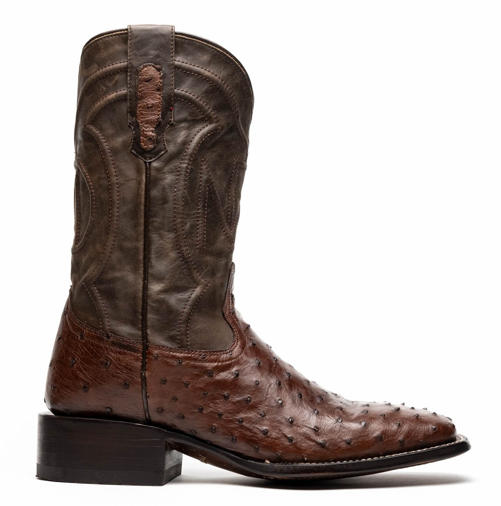 Marco Di Milano Alabama Ostrich Quill Square Toe Cowboy Boot Brown