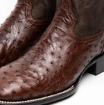 Marco Di Milano Alabama Ostrich Quill Square Toe Cowboy Boot Brown