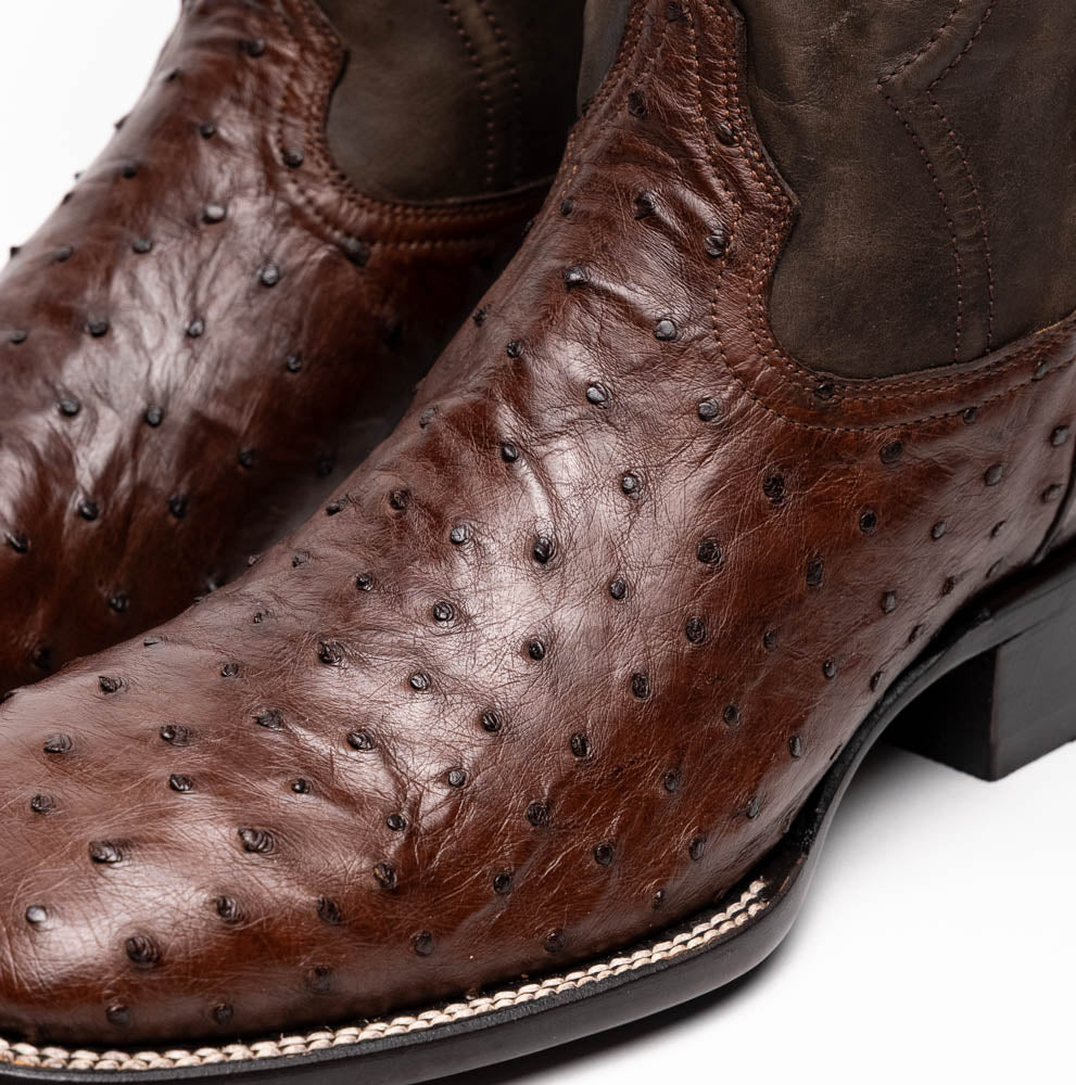 Marco Di Milano Alabama Ostrich Quill Square Toe Cowboy Boot Brown