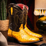 Marco Di Milano Alabama Ostrich Quill Square Toe Cowboy Boot Buttercup