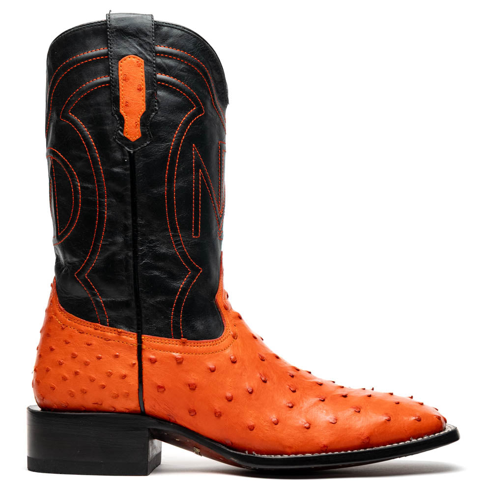 Marco Di Milano Alabama Ostrich Quill Square Toe Cowboy Boot Orange