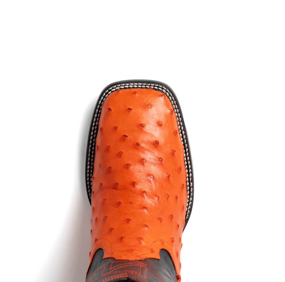 Marco Di Milano Alabama Ostrich Quill Square Toe Cowboy Boot Orange