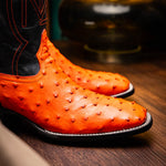 Marco Di Milano Alabama Ostrich Quill Square Toe Cowboy Boot Orange