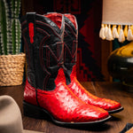 Marco Di Milano Alabama Ostrich Quill Square Toe Cowboy Boot Red