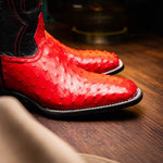 Marco Di Milano Alabama Ostrich Quill Square Toe Cowboy Boot Red