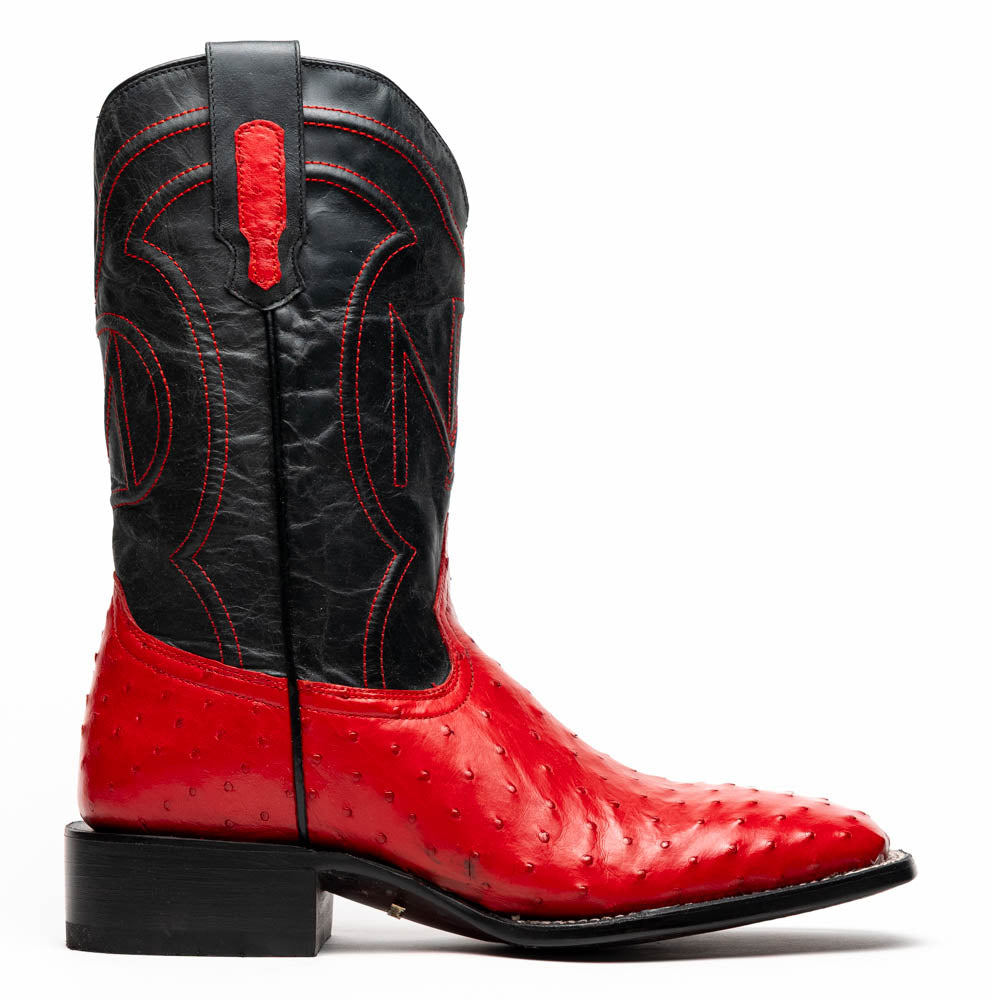Marco Di Milano Alabama Ostrich Quill Square Toe Cowboy Boot Red