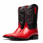 Marco Di Milano Alabama Ostrich Quill Square Toe Cowboy Boot Red