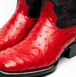 Marco Di Milano Alabama Ostrich Quill Square Toe Cowboy Boot Red