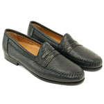 Alan Payne Amalfi Deerskin & Crocodile Penny Loafers Black